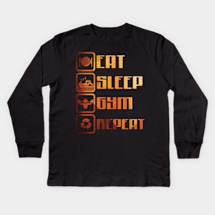 Eat Sleep Gym Repeat Kids Long Sleeve T-Shirt